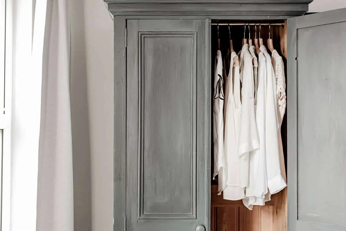 armoire with white clothes