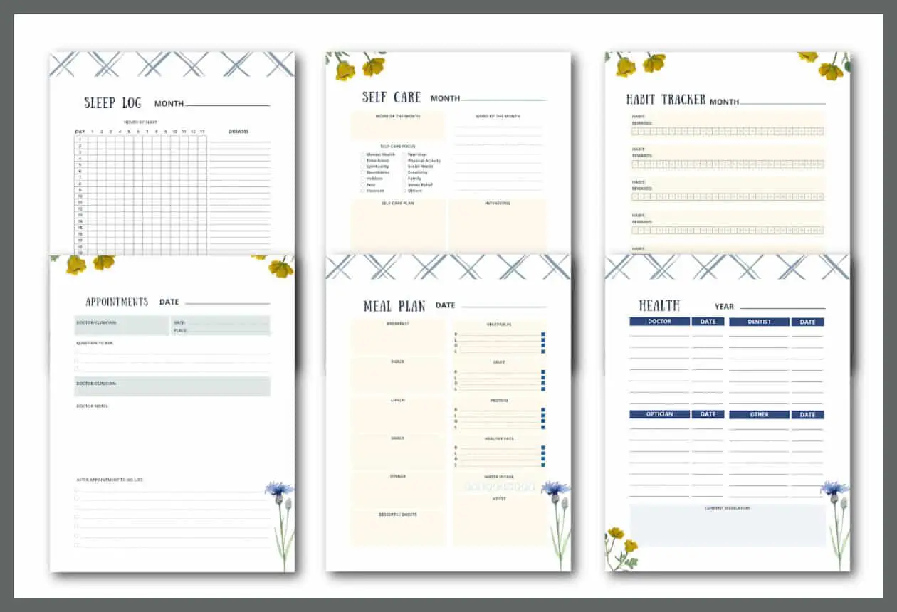 blue and yellow printable mom planner